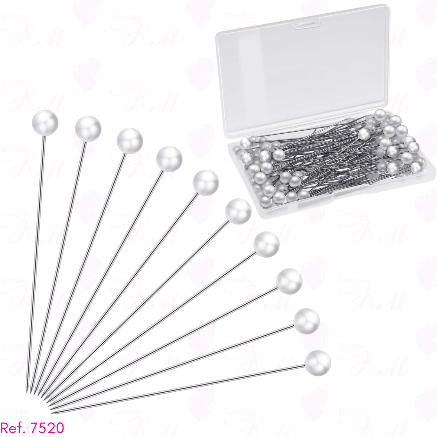 Caja de alfiler redondo blanco x 50