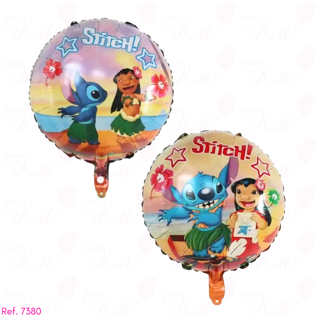 Paquete x 6 globos Stitch aloha 18" metalizados