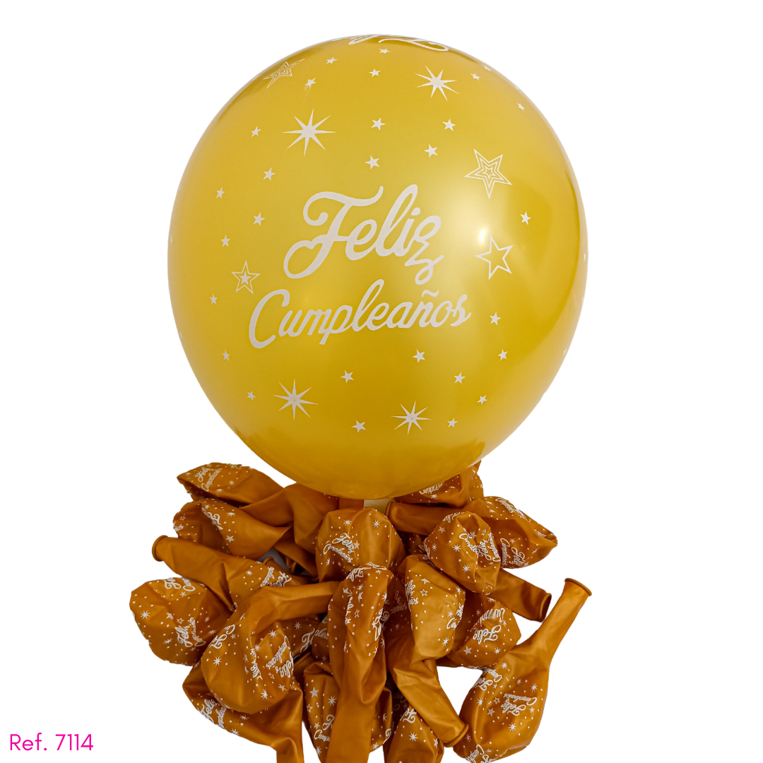 Globo feliz cumpleaños metalizado unicolor R12 x 10