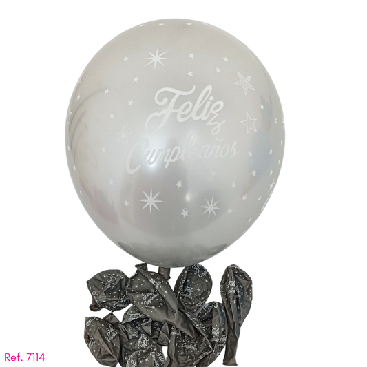Globo feliz cumpleaños metalizado unicolor R12 x 10