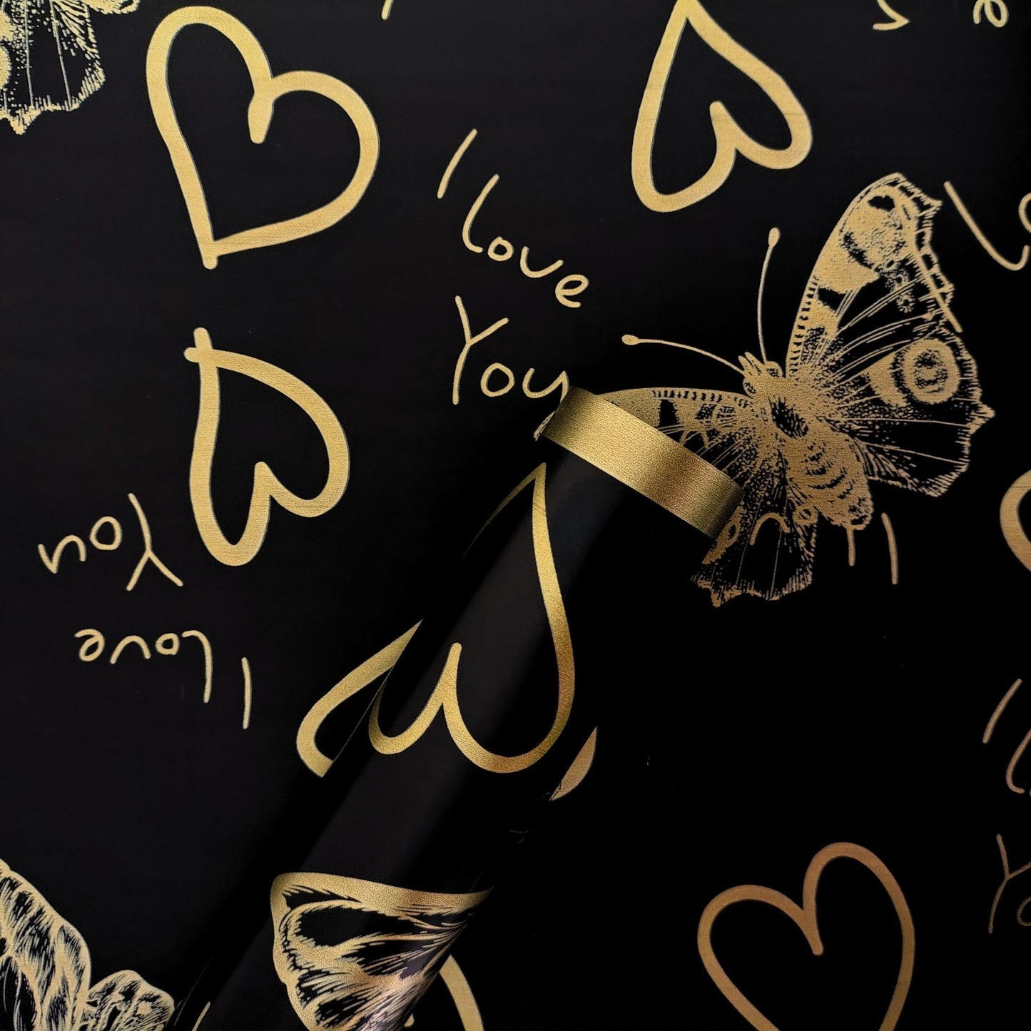 Papel coreano de mariposas con borde negro
