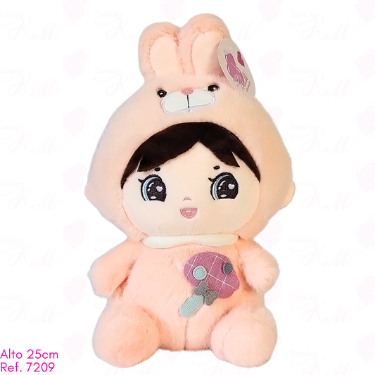 Muñeca con disfraz de conejo / 25cm