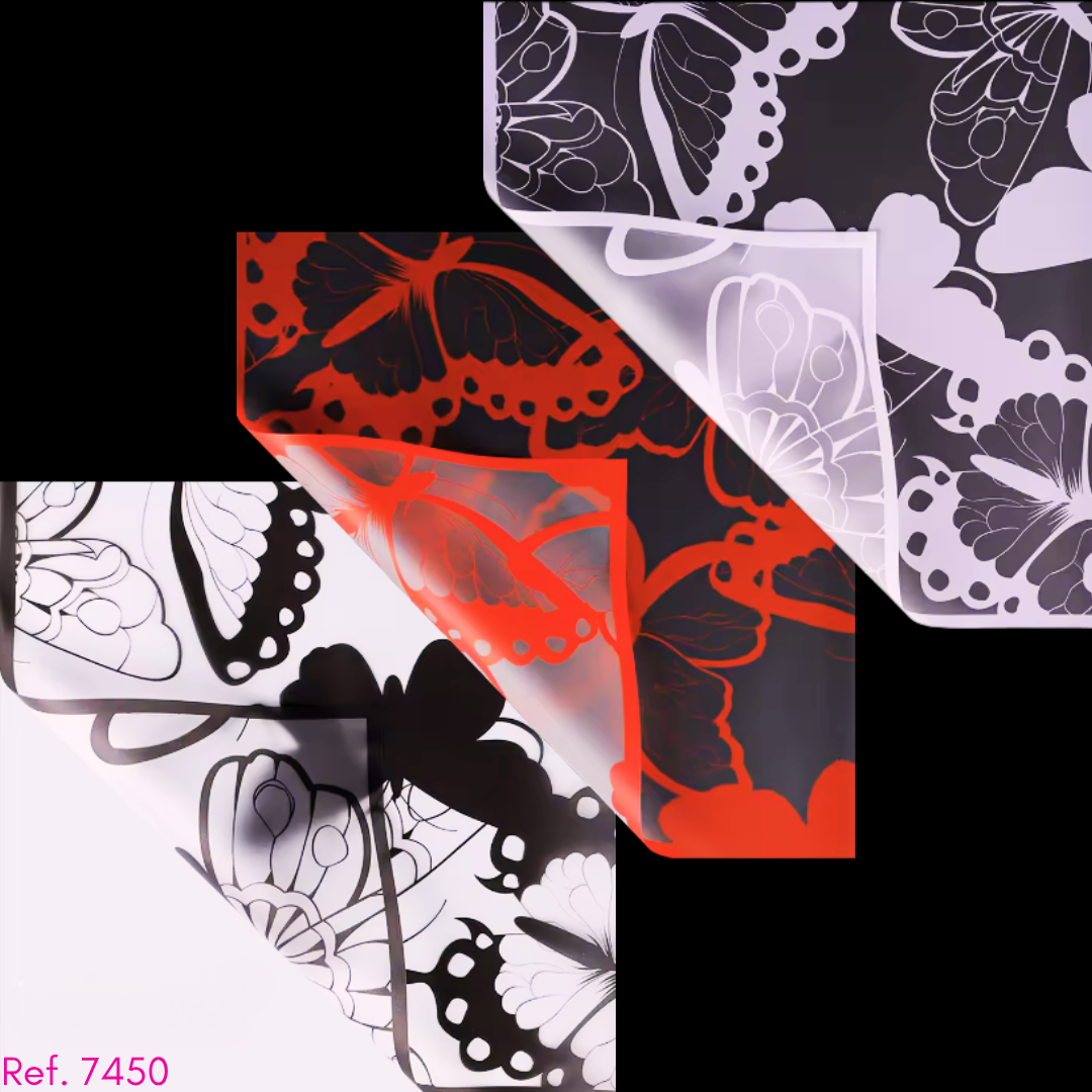 Papel coreano transparente de mariposas x 20 pliegos