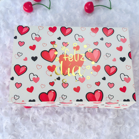Caja plegable con imán y corazones