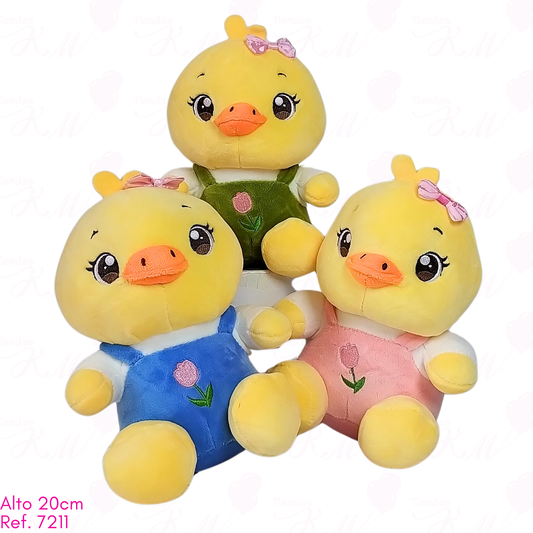 Pato con moño y overol de tulipán / 20cm