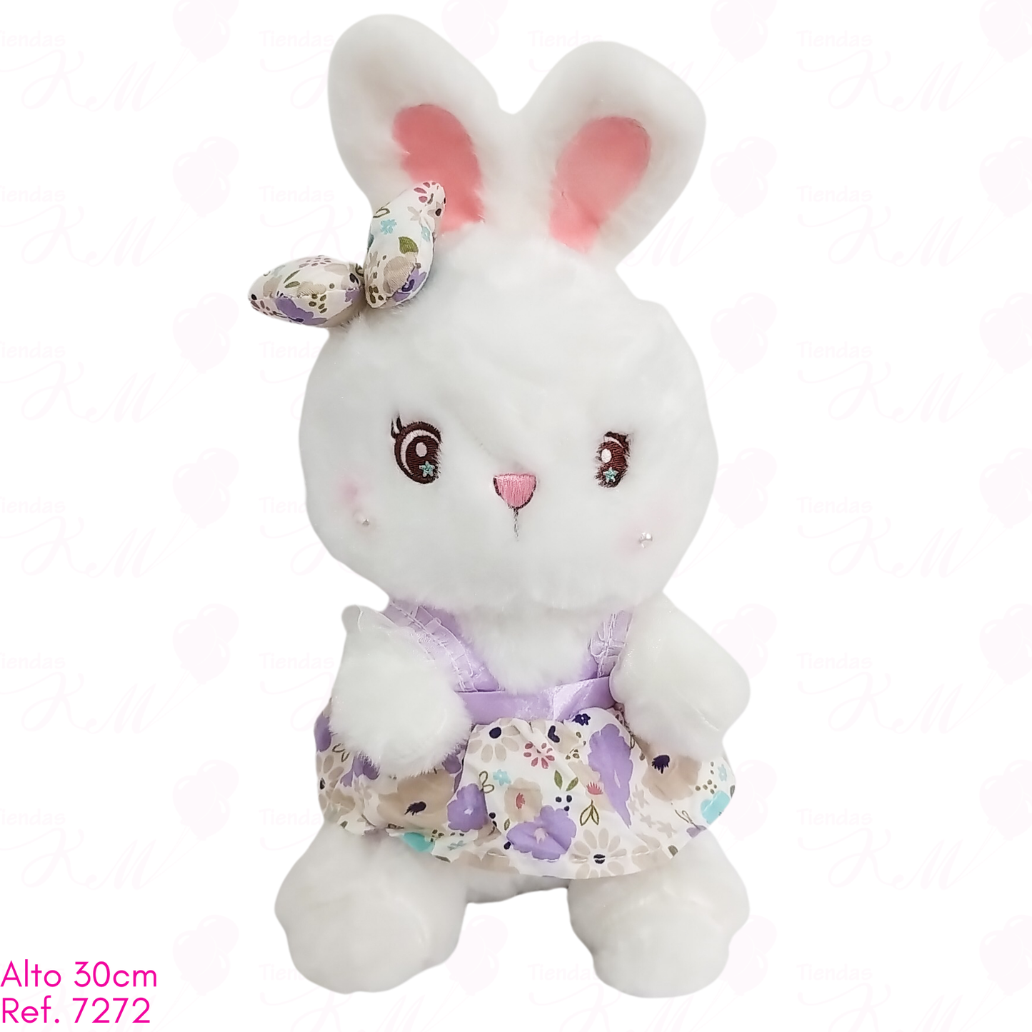 Coneja peluda con vestido de flores / 30cm