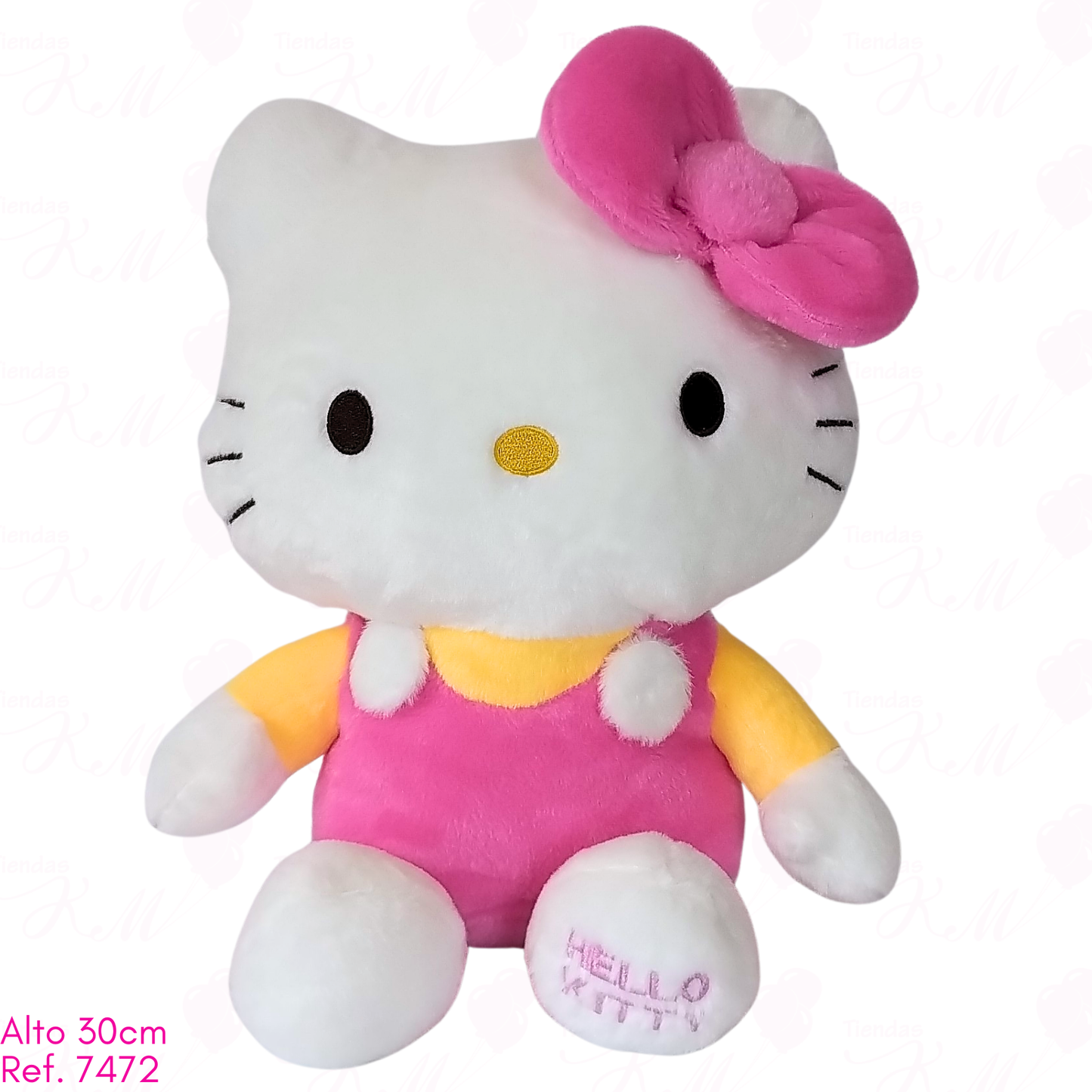 Hello kitty peluda fucsia con amarillo / 30cm