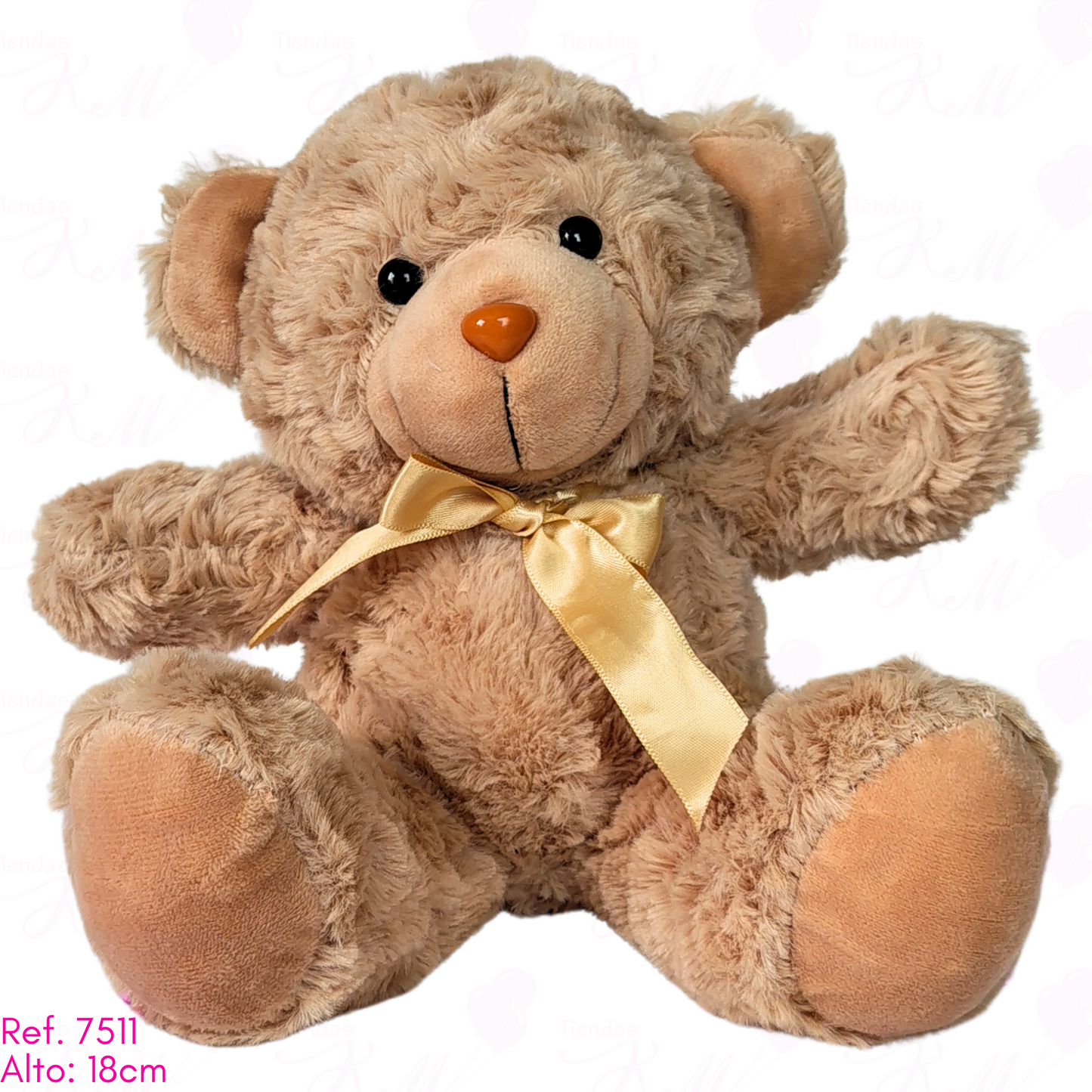 osito peludo moño satín y nariz naranja / 18cm