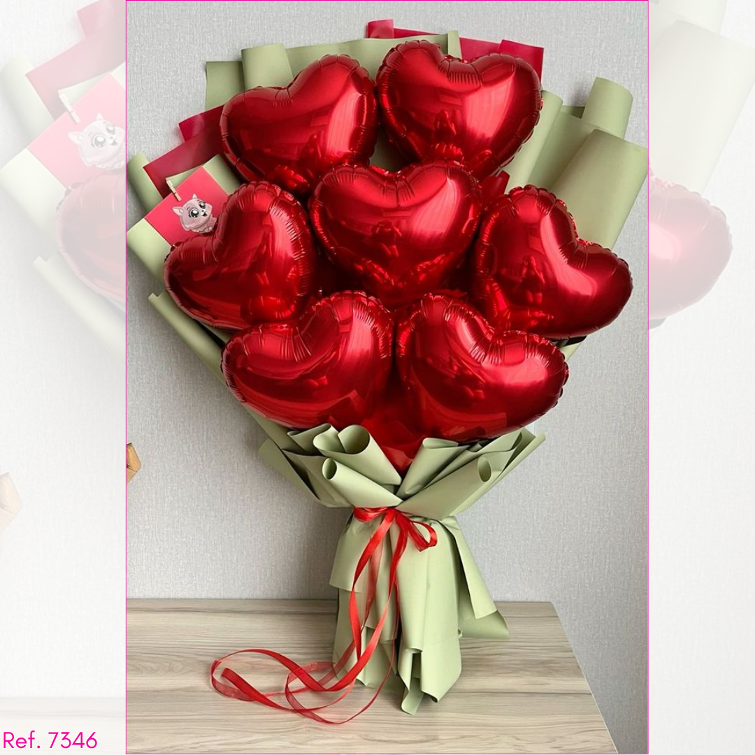 Paquete x 6 corazones metalizadas 10" fondo entero