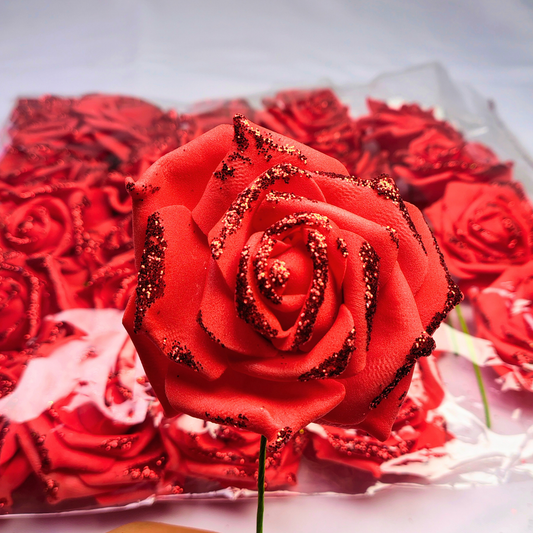Rosa de foami mirellado 7.5 cm de ancho