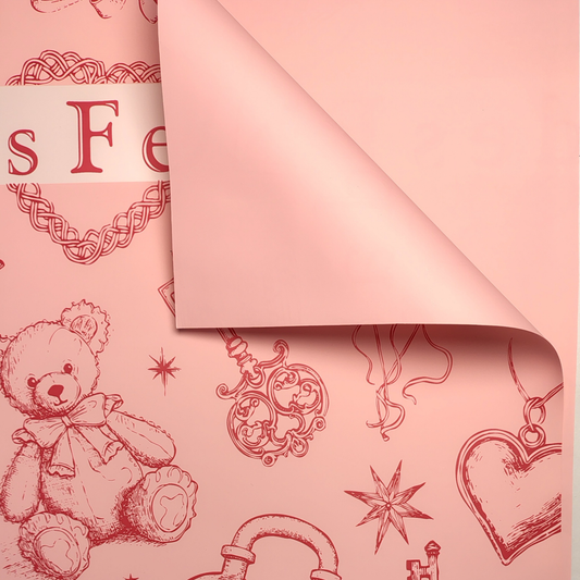 papel coreano felicidades de ositos y corazones x 20 pliegos