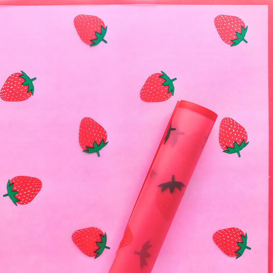 Papel coreano de fresas x 20 pliegos