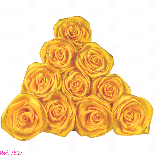 Paq. x 10 rosas borde dorado