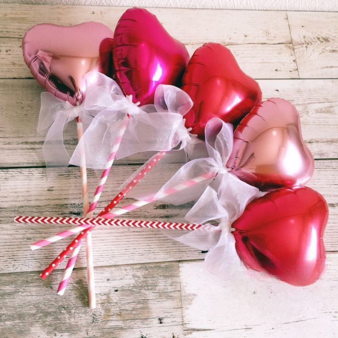 Paquete x 6 corazones metalizados 5" fondo entero