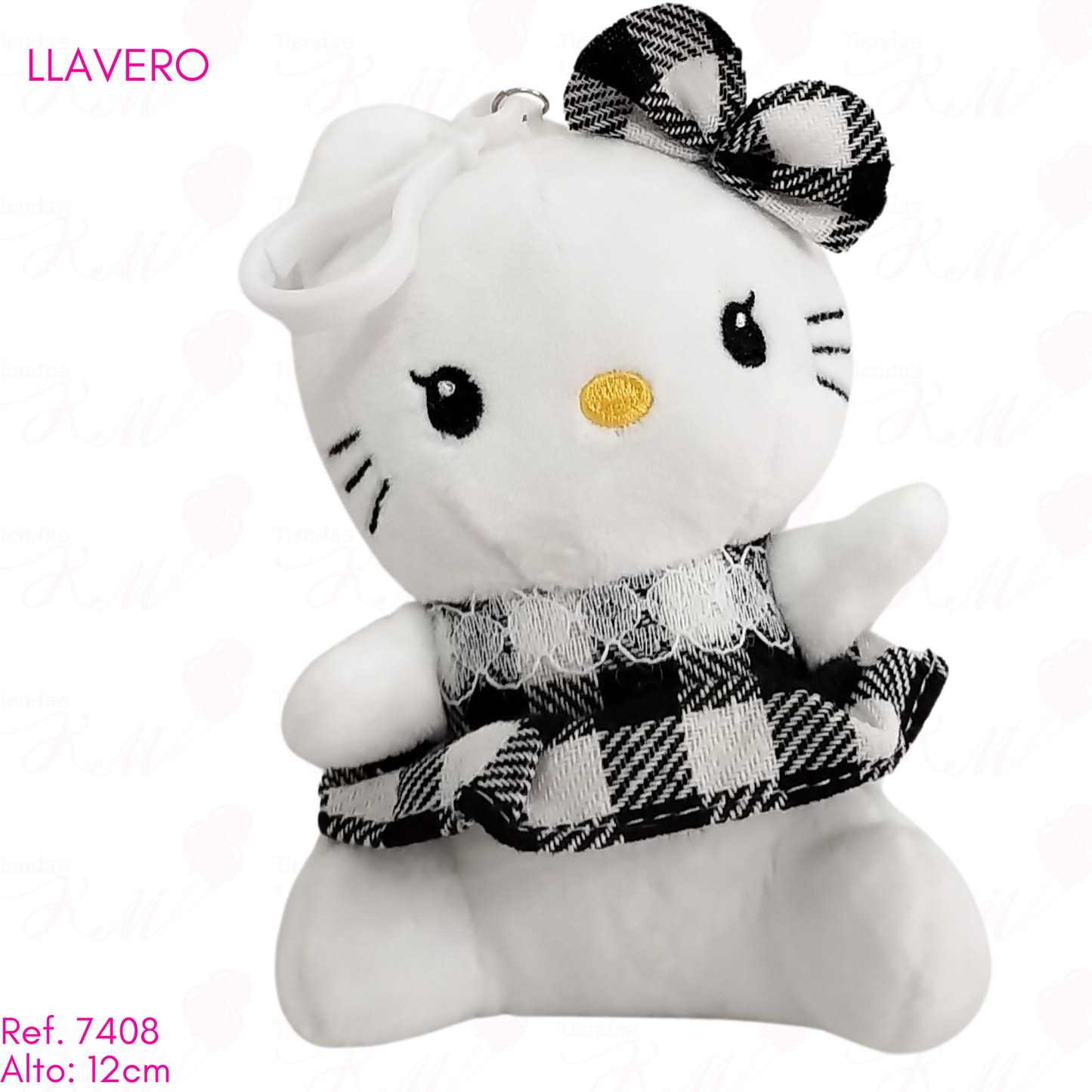 llavero de hello kitty vestido de cuadros / 12cm