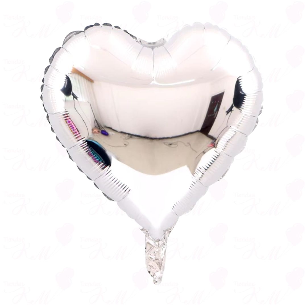 Paquete x 10 corazones metalizados 18" fondo entero