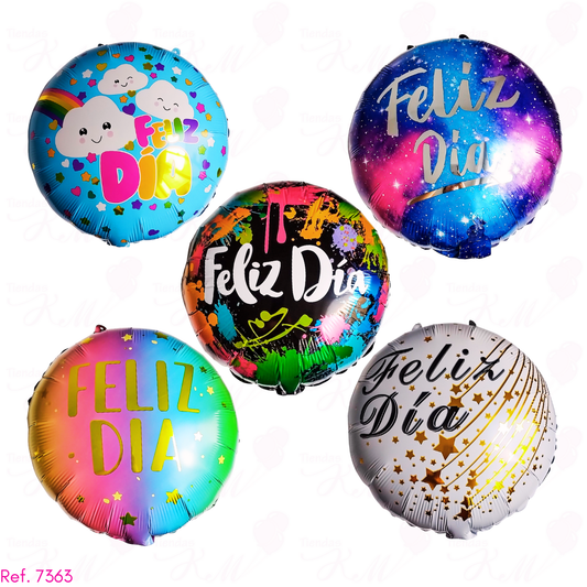 Paquete x 6 metalizados 18" de feliz dia