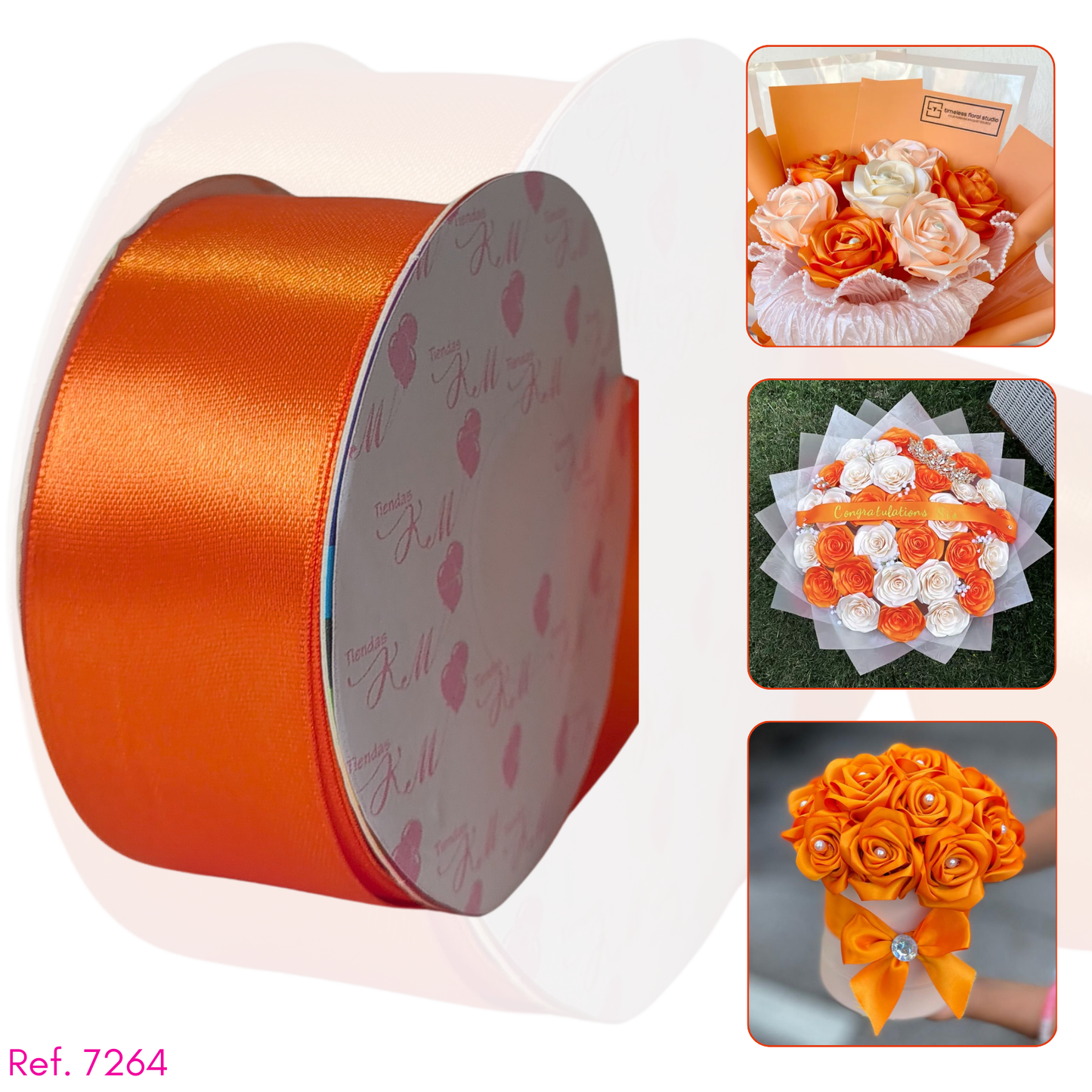 Cinta satin 4cm doble cara por 30 metros