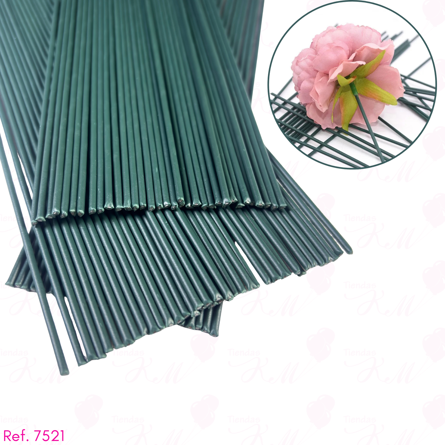 Alambre forrado verde 30cm x 100 unidades