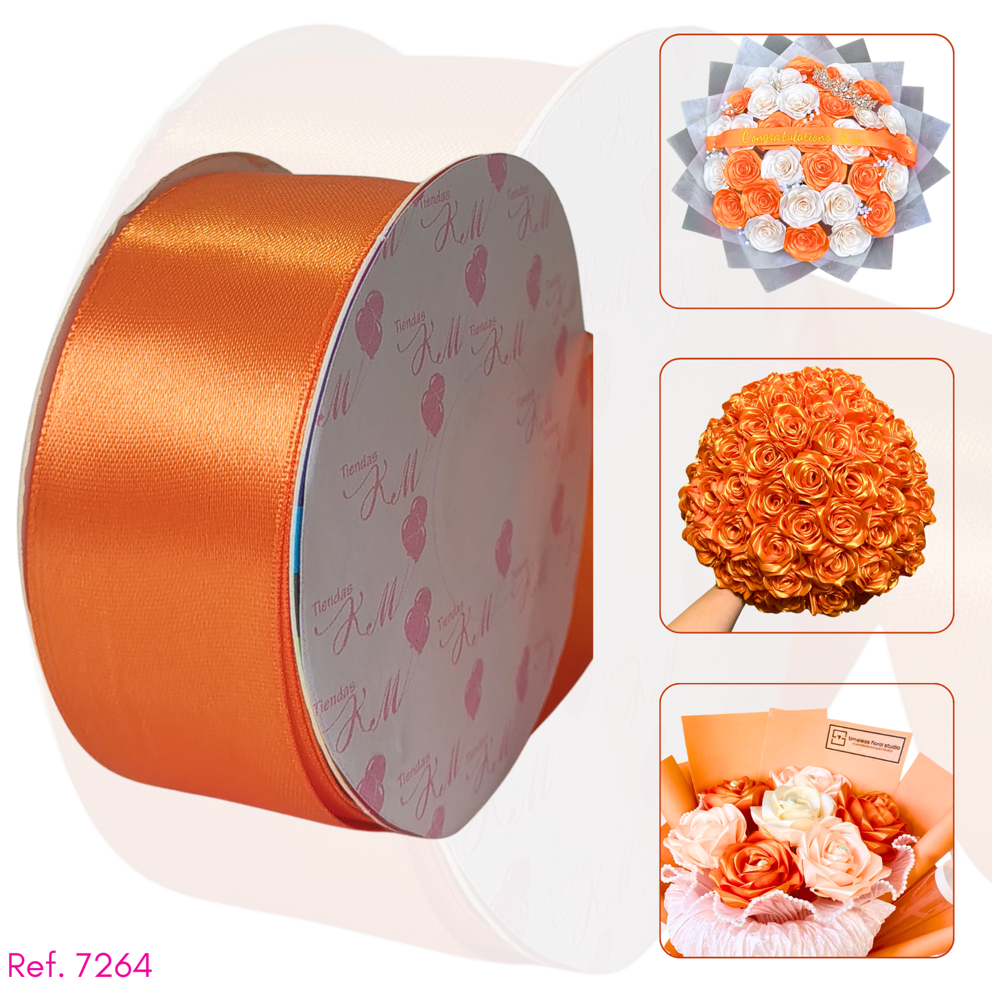 Cinta satin 4cm doble cara por 30 metros