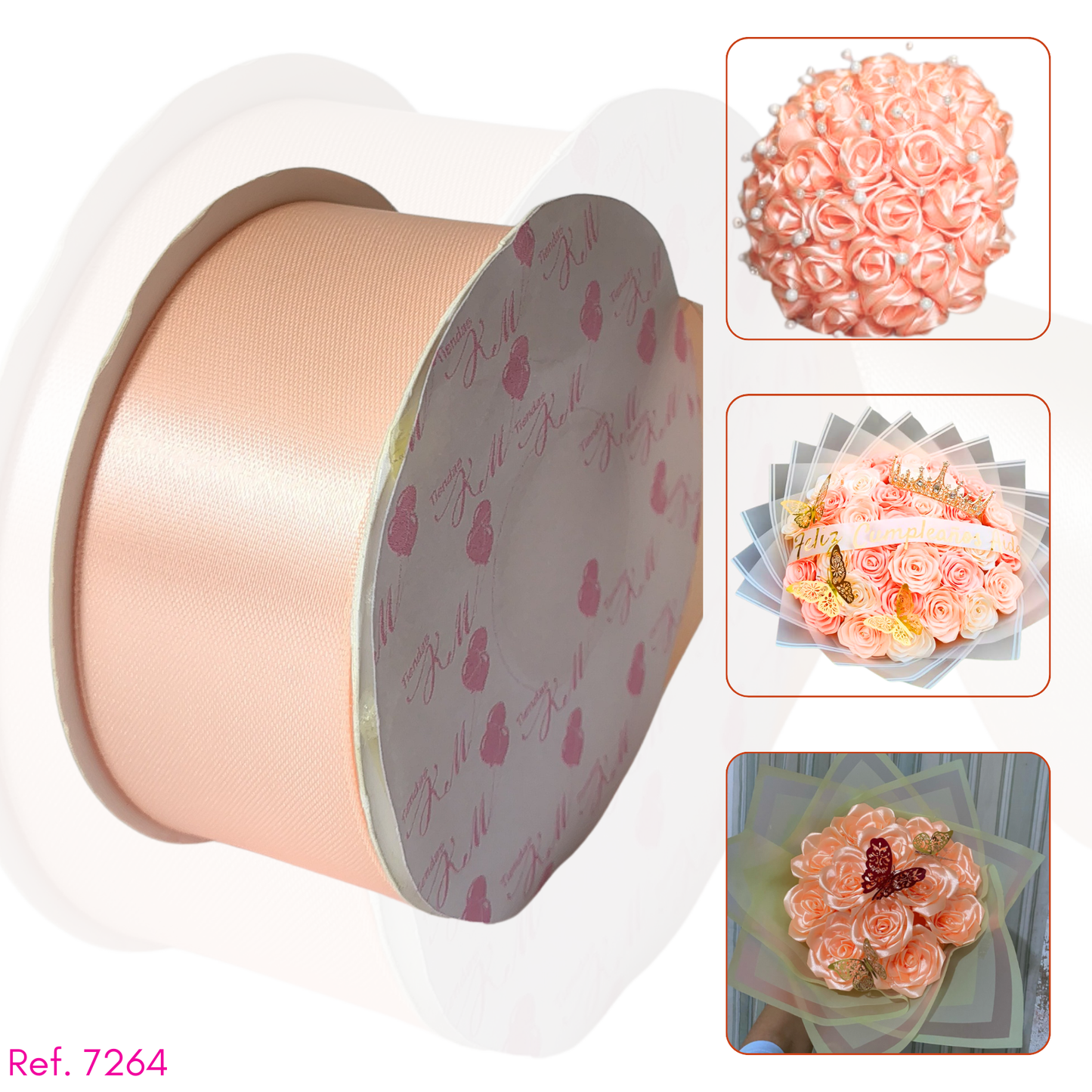 Cinta satin 4cm doble cara por 30 metros