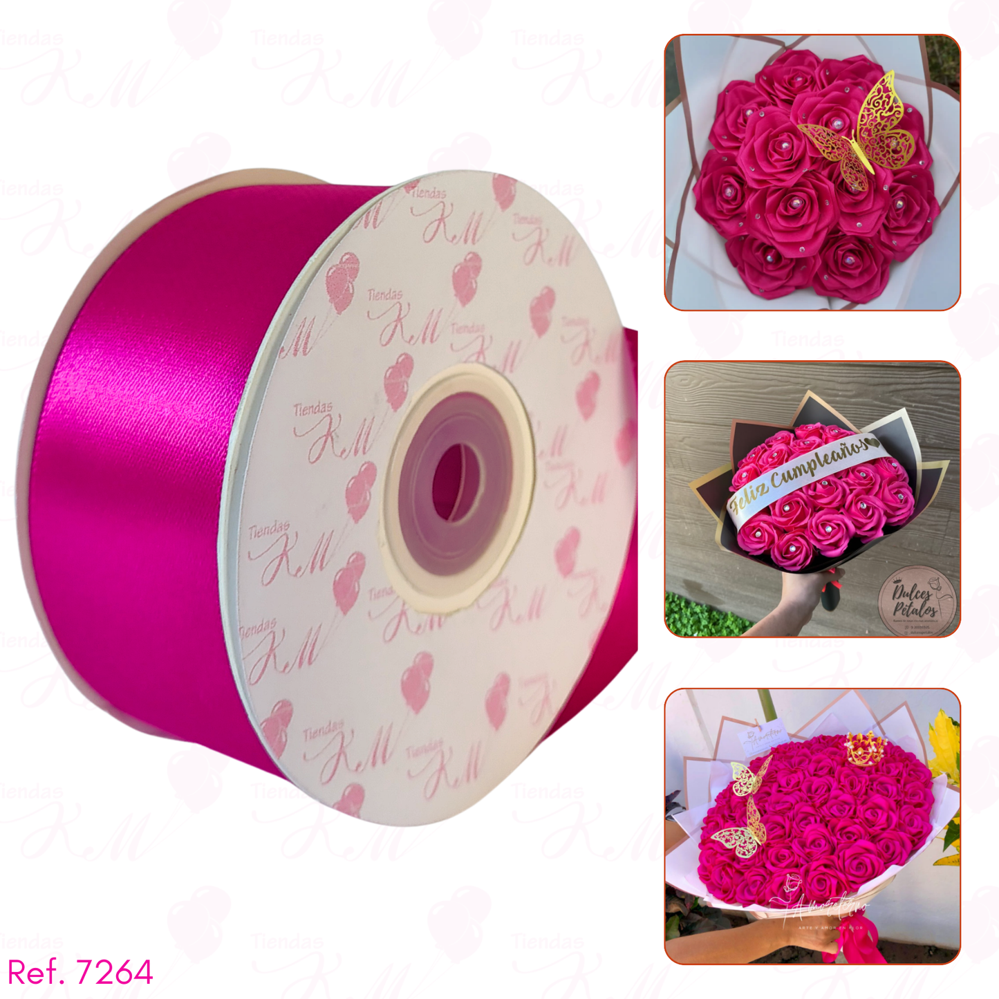 Cinta satin 4cm doble cara por 30 metros