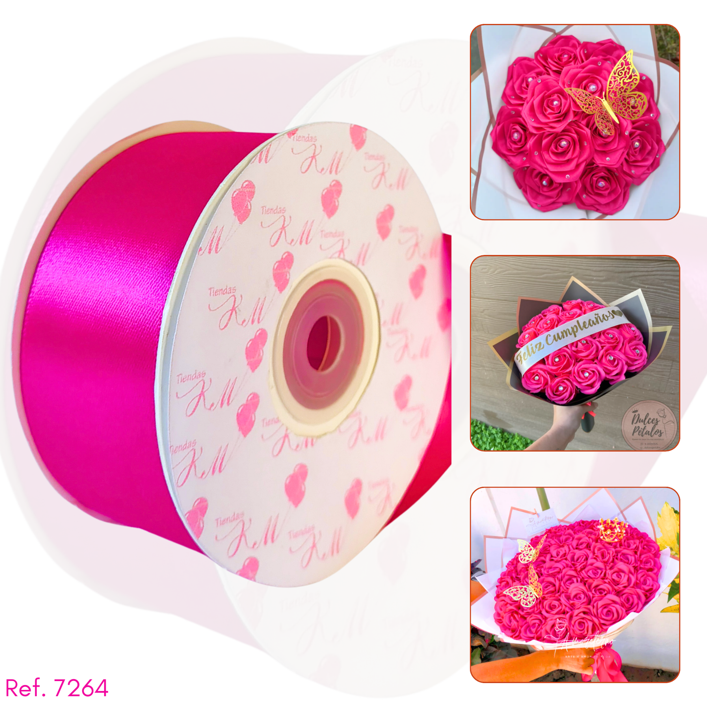 Cinta satin 4cm doble cara por 30 metros