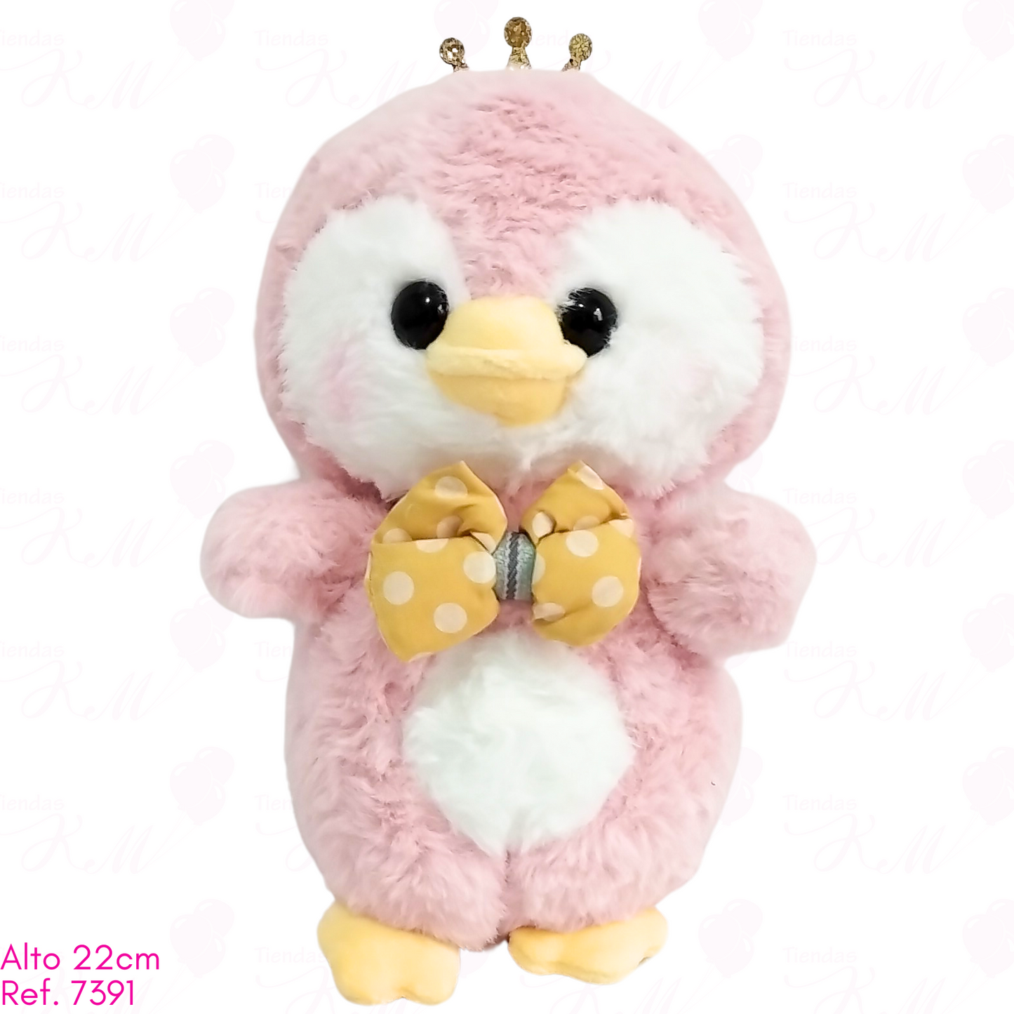 Pato peludo con moño de puntos y corona / 22cm