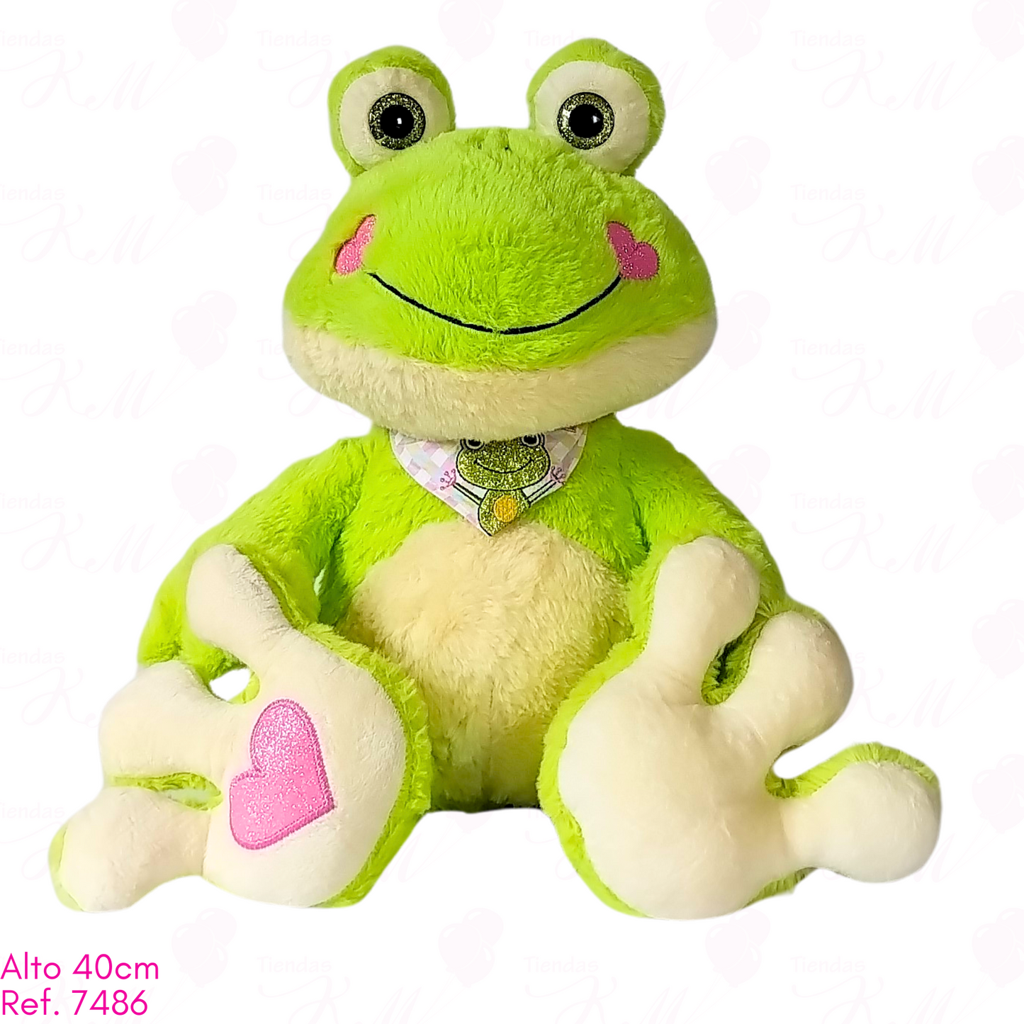 Rana con pañoleta y corazón bordado en la pata / 40cm