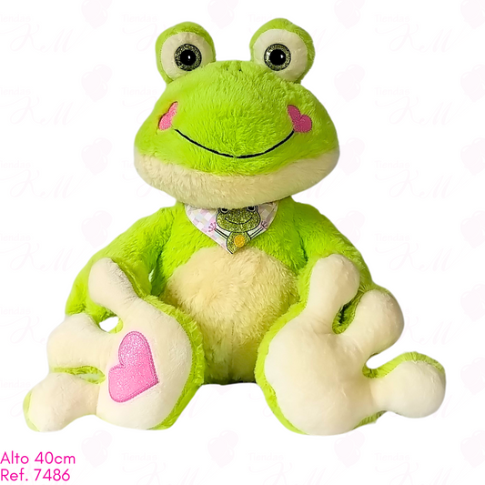 Rana con pañoleta y corazón bordado en la pata / 40cm