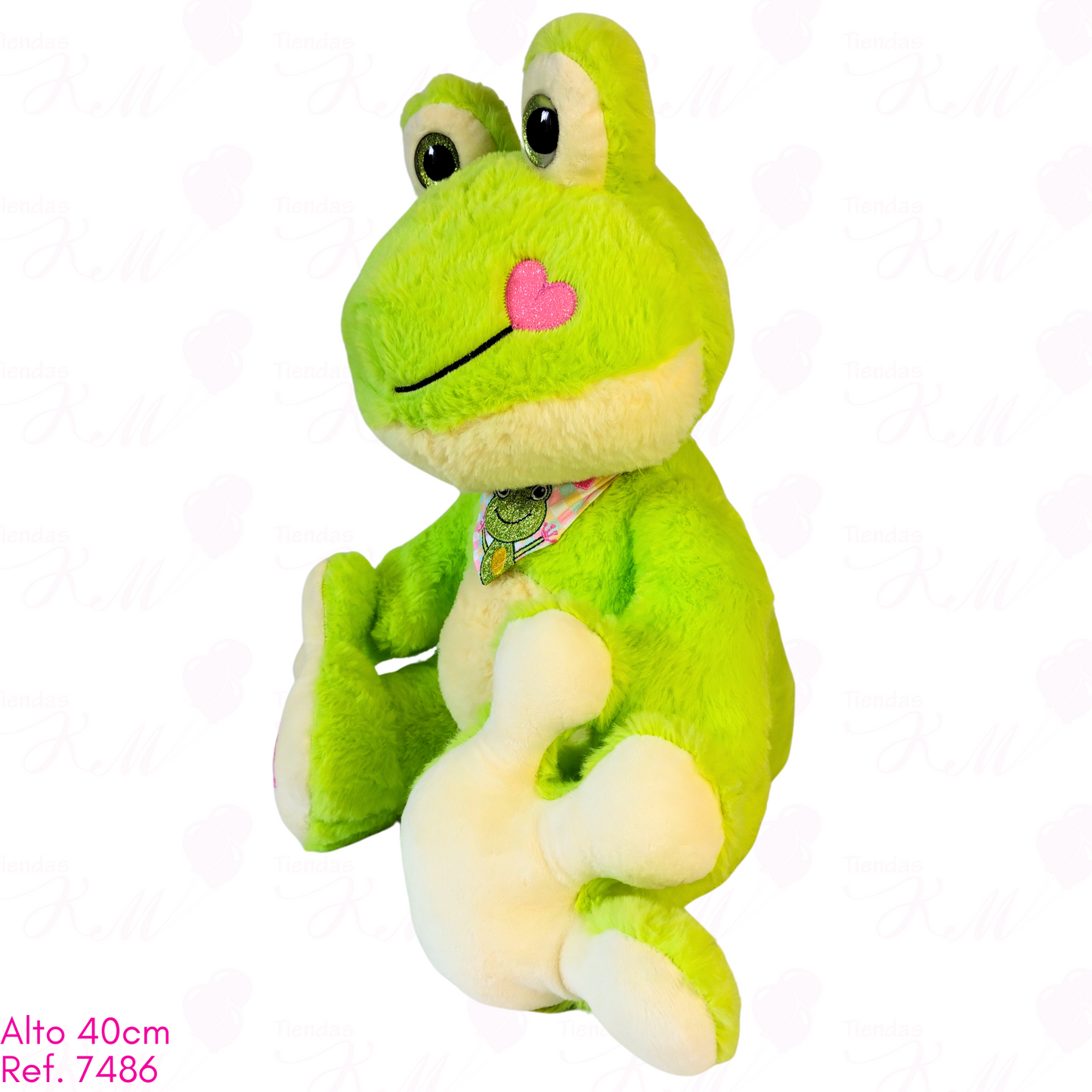 Rana con pañoleta y corazón bordado en la pata / 40cm