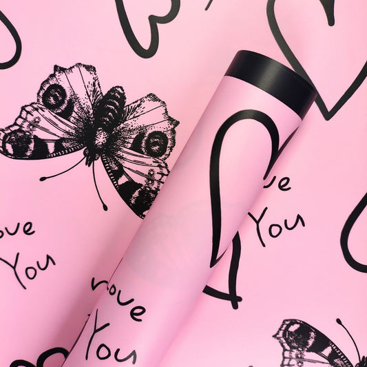 Papel coreano de mariposas con borde negro