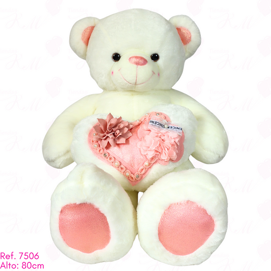 osa blanca corazón oro rosa / 80cm