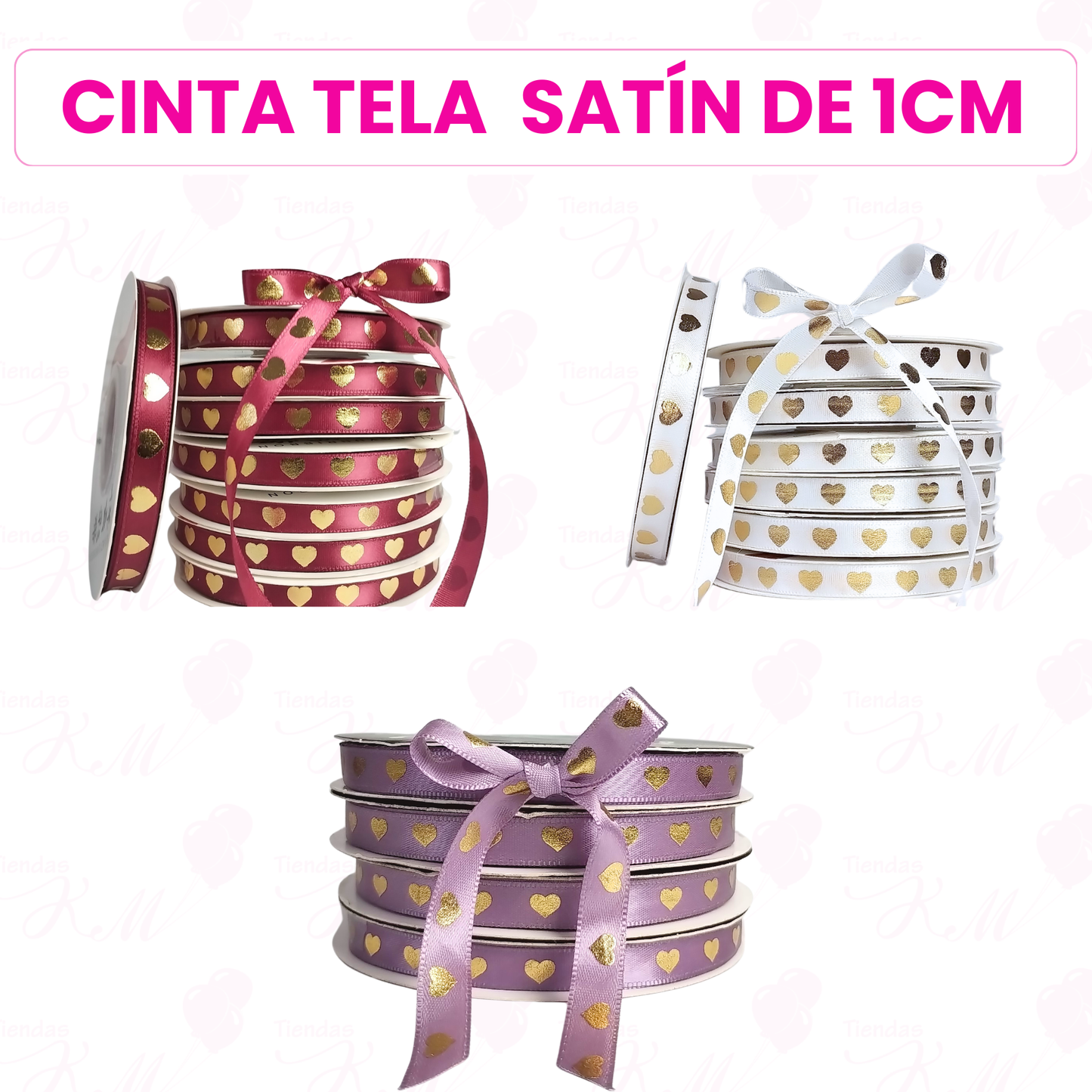 Cinta 1cm corazones dorados x 41 metros