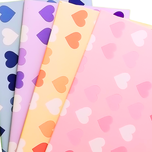 papel coreano corazones oscuros y claros x 20 pliegos