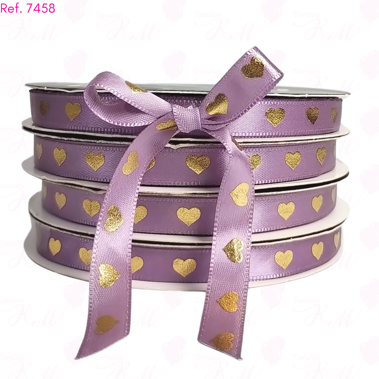 Cinta 1cm corazones dorados x 41 metros