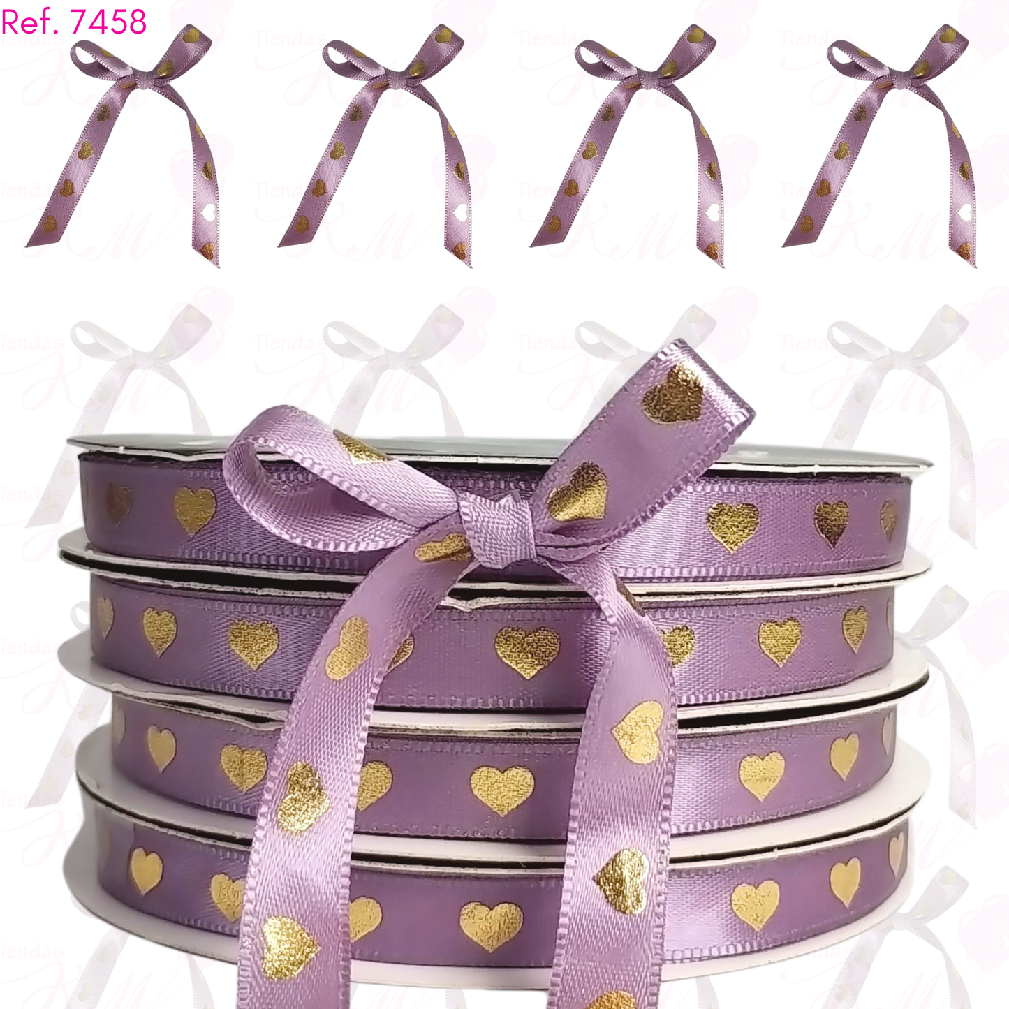 Cinta 1cm corazones dorados x 41 metros