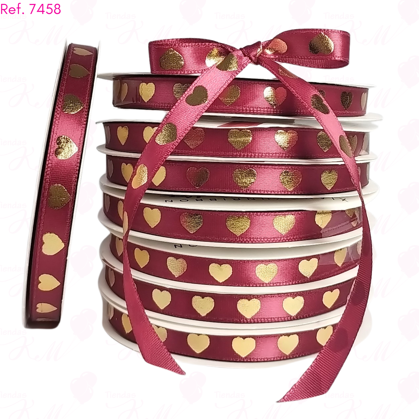 Cinta 1cm corazones dorados x 41 metros