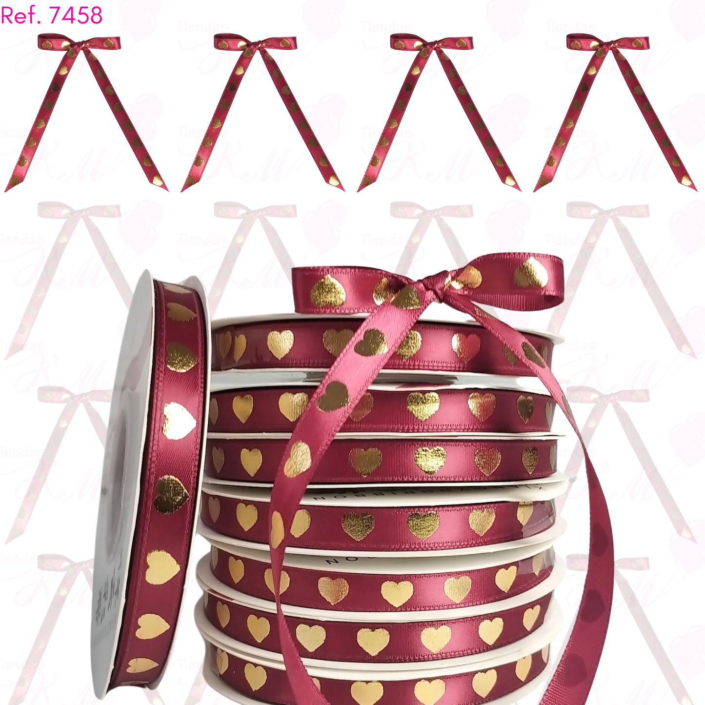 Cinta 1cm corazones dorados x 41 metros