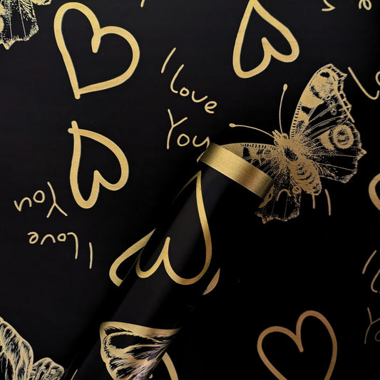 Papel coreano de mariposas con borde negro