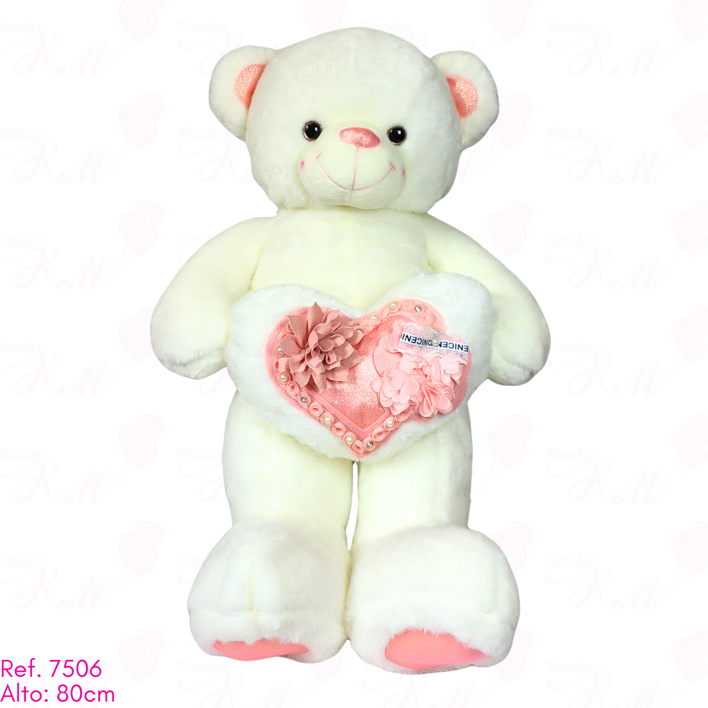 osa blanca corazón oro rosa / 80cm