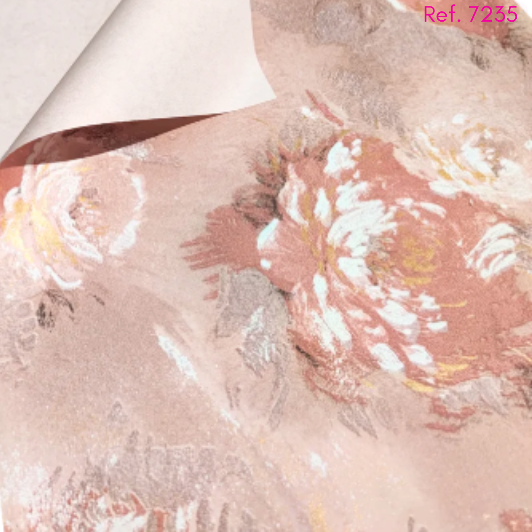 Papel coreano rosas tipo acuarela x 15 pliegos