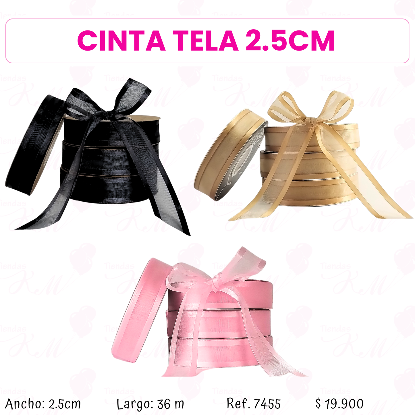 Cinta velo doble borde solido X 36 metros