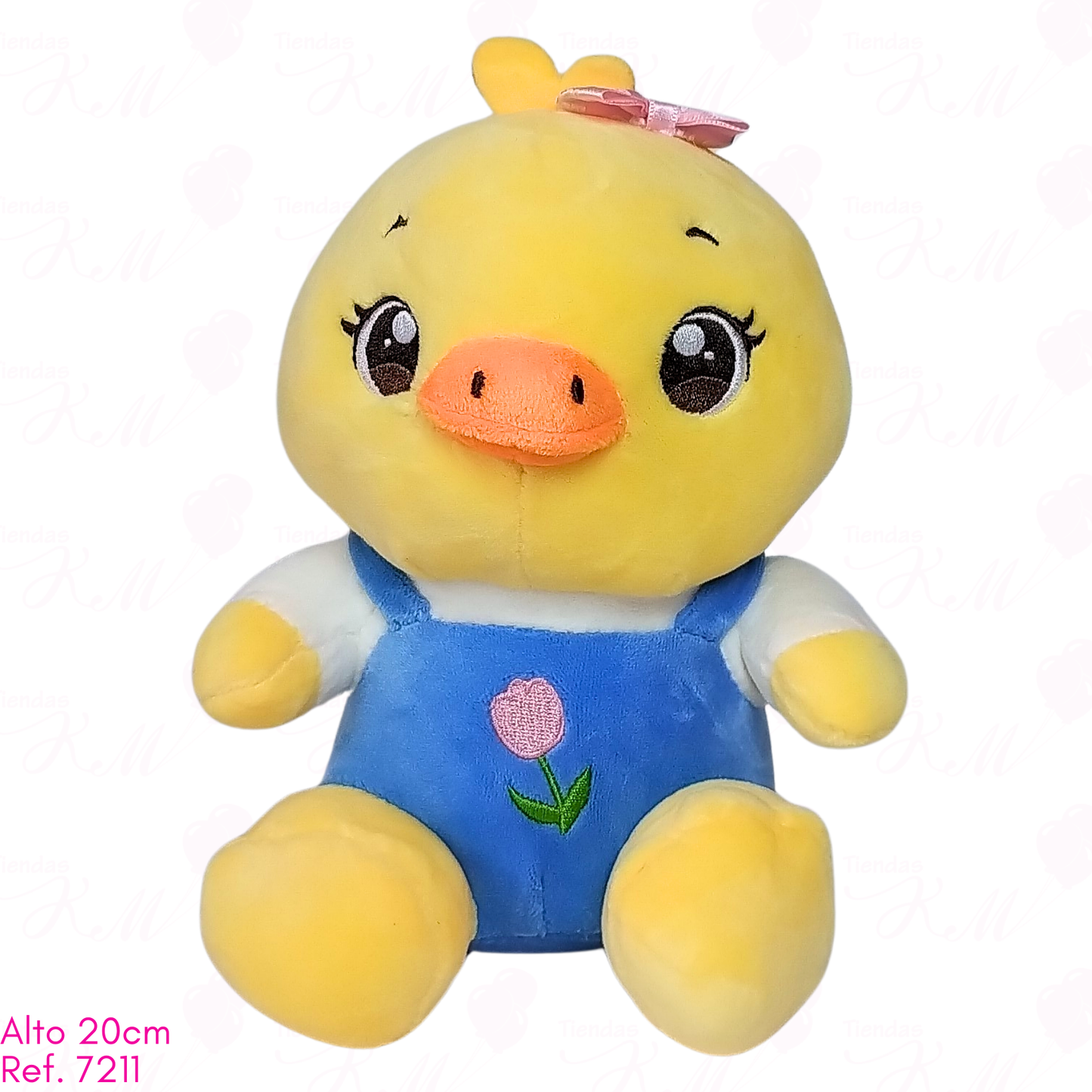 Pato con moño y overol de tulipán / 20cm