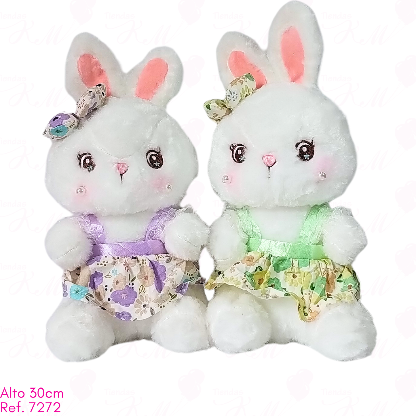 Coneja peluda con vestido de flores / 30cm
