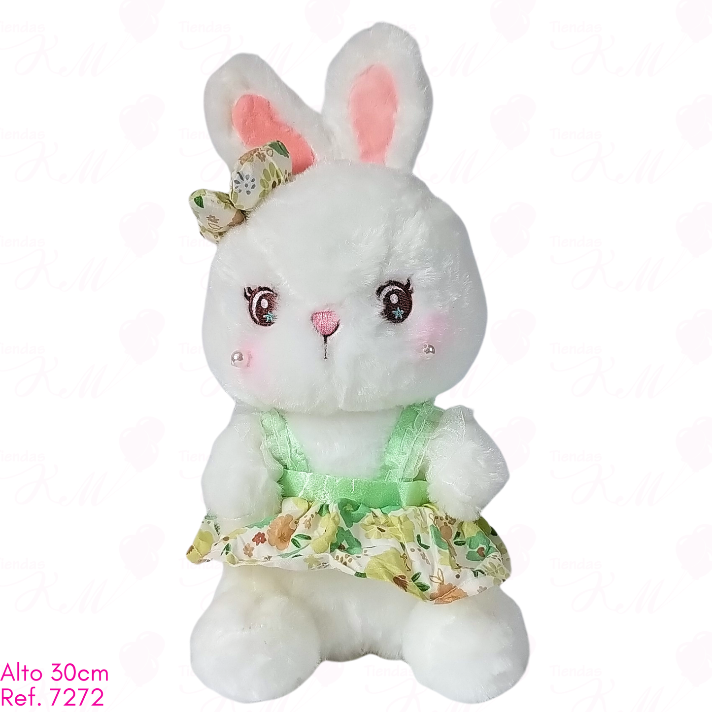 Coneja peluda con vestido de flores / 30cm