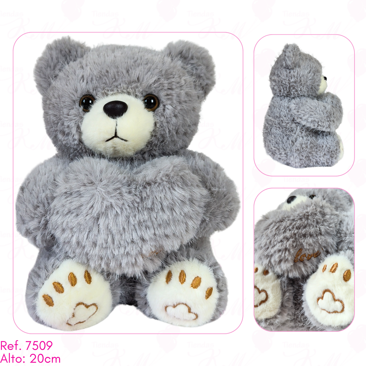 oso y corazón peludo fondo entero / 20cm