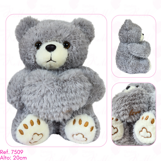 oso y corazón peludo fondo entero / 20cm