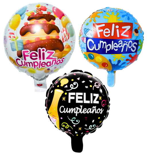 Paquete x 10 metalizados 10" de feliz cumpleaños