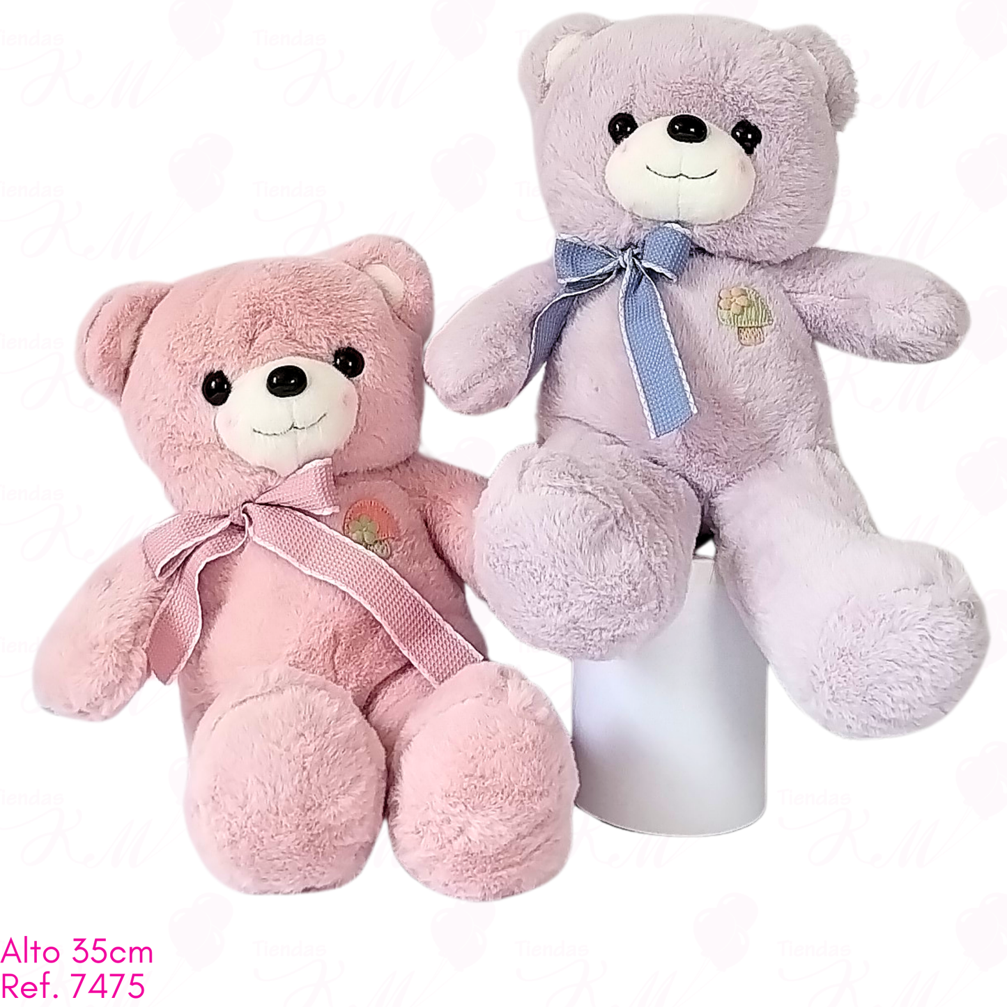 Oso con moño y hoguito / 35cm